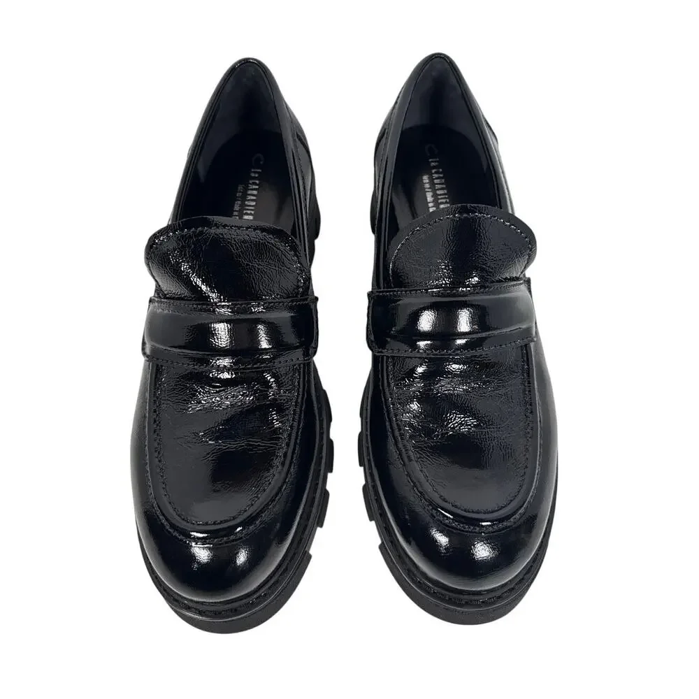 La Canadienne Douglas Platform Loafer Womens 10 M‎ Black Patent Leather